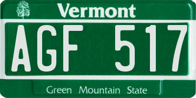 VT license plate AGF517