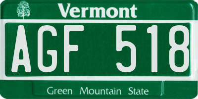 VT license plate AGF518