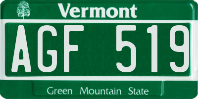 VT license plate AGF519