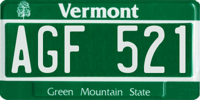 VT license plate AGF521