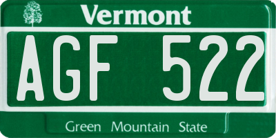 VT license plate AGF522
