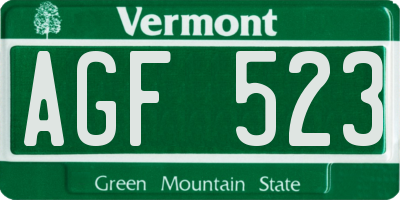 VT license plate AGF523