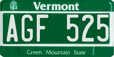 VT license plate AGF525