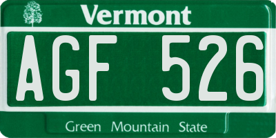 VT license plate AGF526