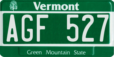 VT license plate AGF527
