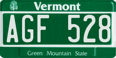 VT license plate AGF528