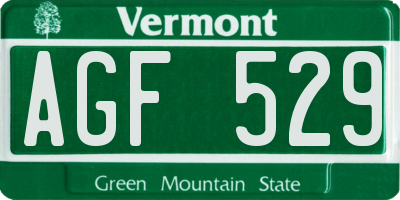 VT license plate AGF529