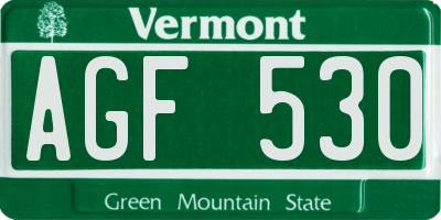 VT license plate AGF530