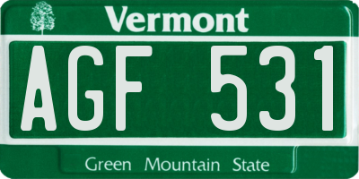 VT license plate AGF531