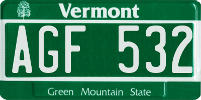 VT license plate AGF532