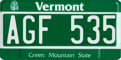 VT license plate AGF535