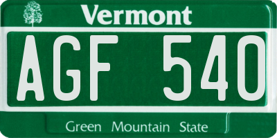 VT license plate AGF540
