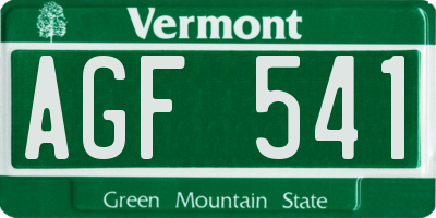 VT license plate AGF541