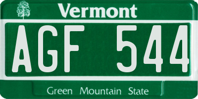 VT license plate AGF544