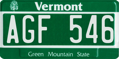 VT license plate AGF546