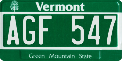 VT license plate AGF547