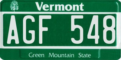 VT license plate AGF548