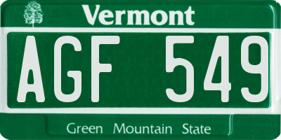 VT license plate AGF549