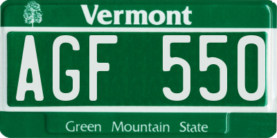 VT license plate AGF550