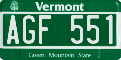 VT license plate AGF551