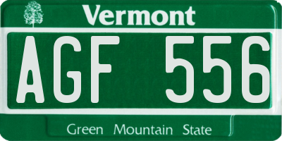 VT license plate AGF556