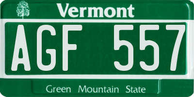 VT license plate AGF557