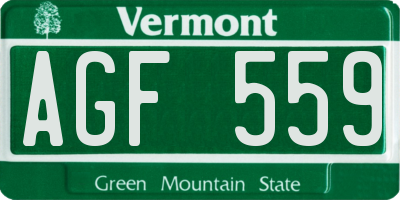 VT license plate AGF559