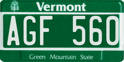 VT license plate AGF560
