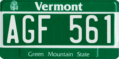 VT license plate AGF561