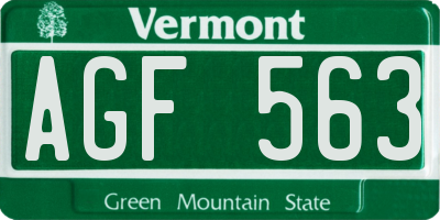 VT license plate AGF563