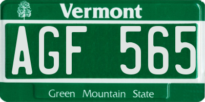 VT license plate AGF565
