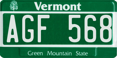 VT license plate AGF568