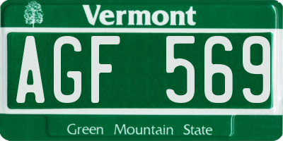 VT license plate AGF569