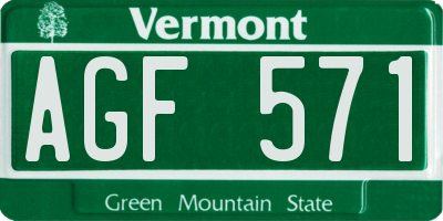 VT license plate AGF571
