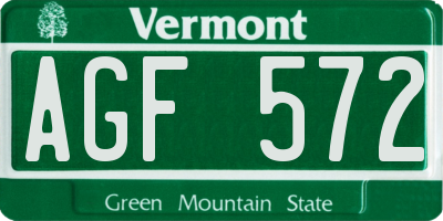 VT license plate AGF572