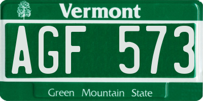 VT license plate AGF573