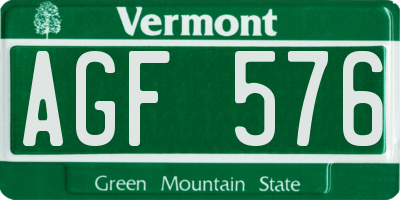 VT license plate AGF576