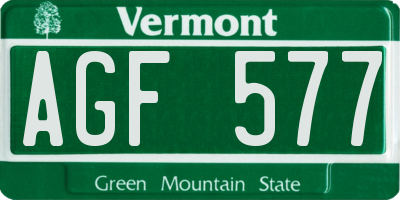 VT license plate AGF577