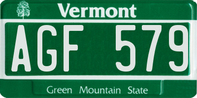 VT license plate AGF579