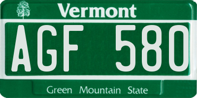 VT license plate AGF580