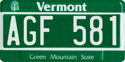 VT license plate AGF581