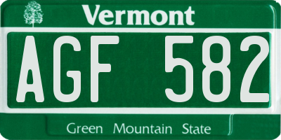 VT license plate AGF582