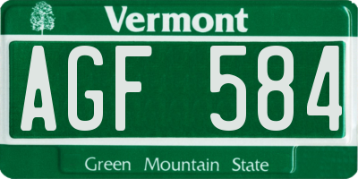 VT license plate AGF584