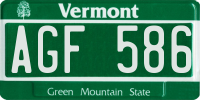VT license plate AGF586