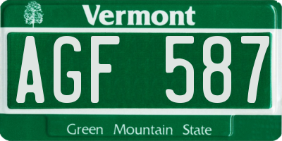 VT license plate AGF587