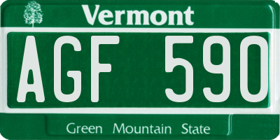 VT license plate AGF590