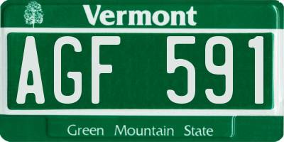 VT license plate AGF591