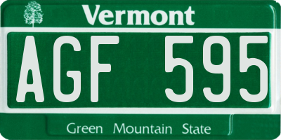 VT license plate AGF595