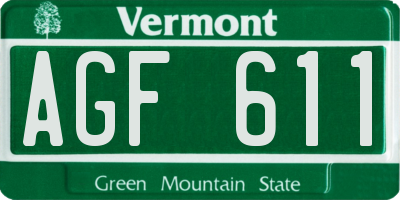 VT license plate AGF611