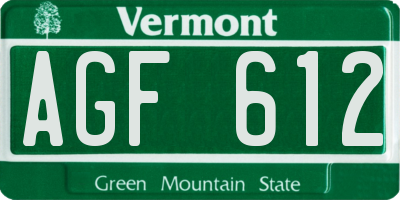 VT license plate AGF612